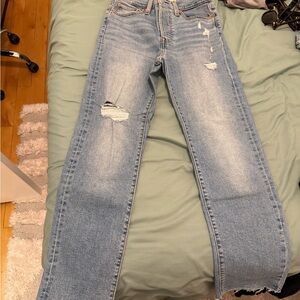 Levi's Light Blue Distressed Straight Leg Jeans